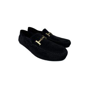Tods Mens City Gommino Driving Shoes Double T black suede leather size 9 loafers